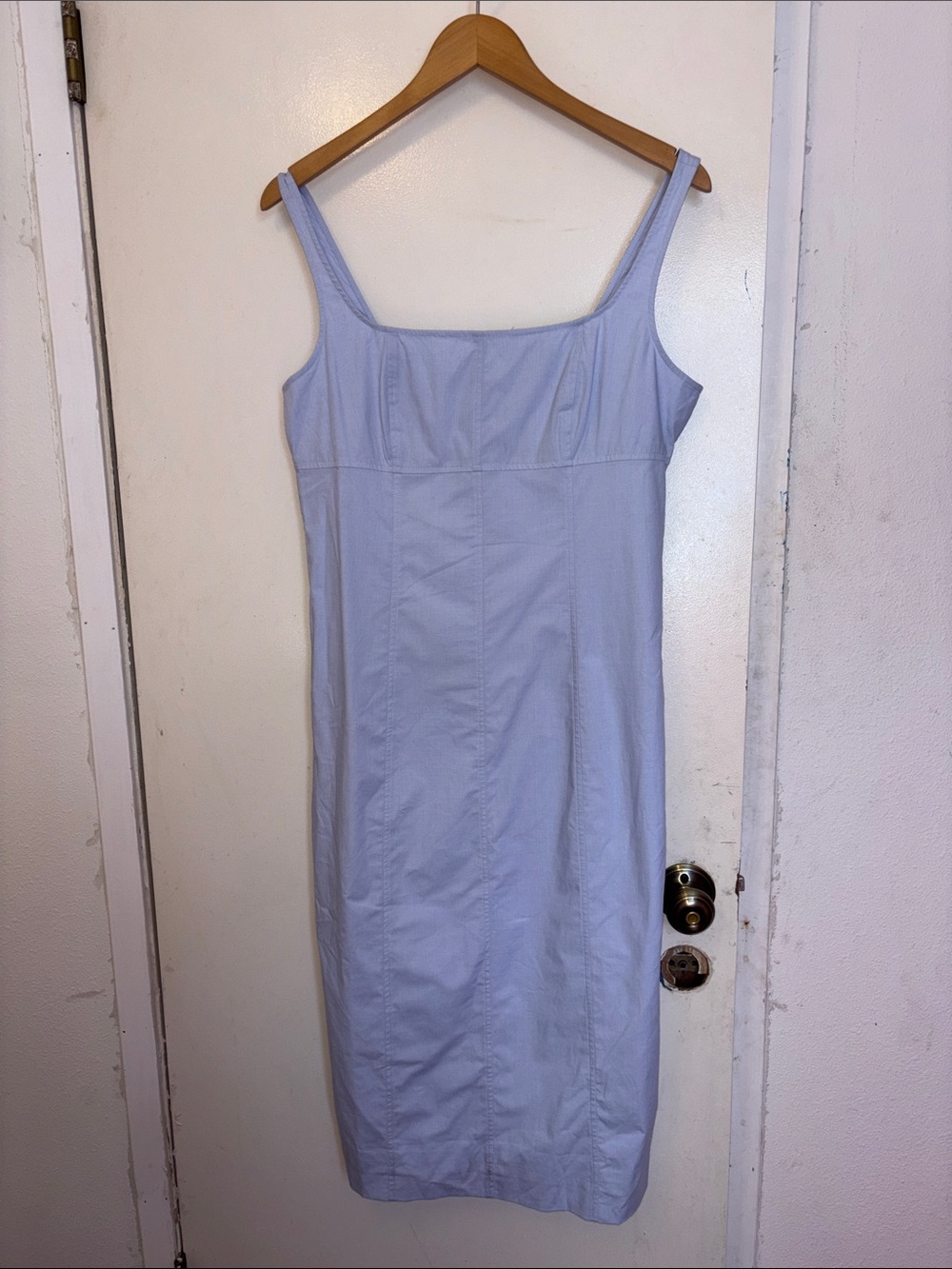 J. Crew Pale Blue Square-Neck Midi Dress